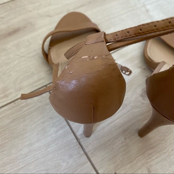 JustFab Shoes Heels Rosey Tan Light Brown Nude Ankle Strap Open Toe Neutral 8 - Picture 5 of 6